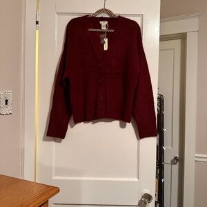 Max Studio Deep Red Cardigan